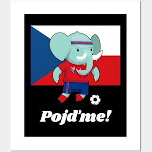 ⚽ Czech Football, Cute Elephant Kicks Ball, Pojďme! Team Spirit Posters and Art